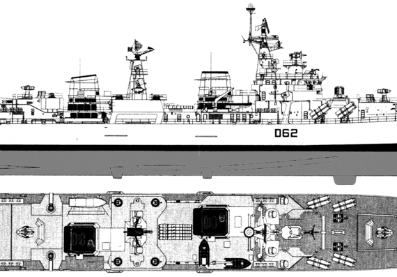 Эсминец INS Mumbai D62 [Destroyer] India - чертежи, габариты, рисунки